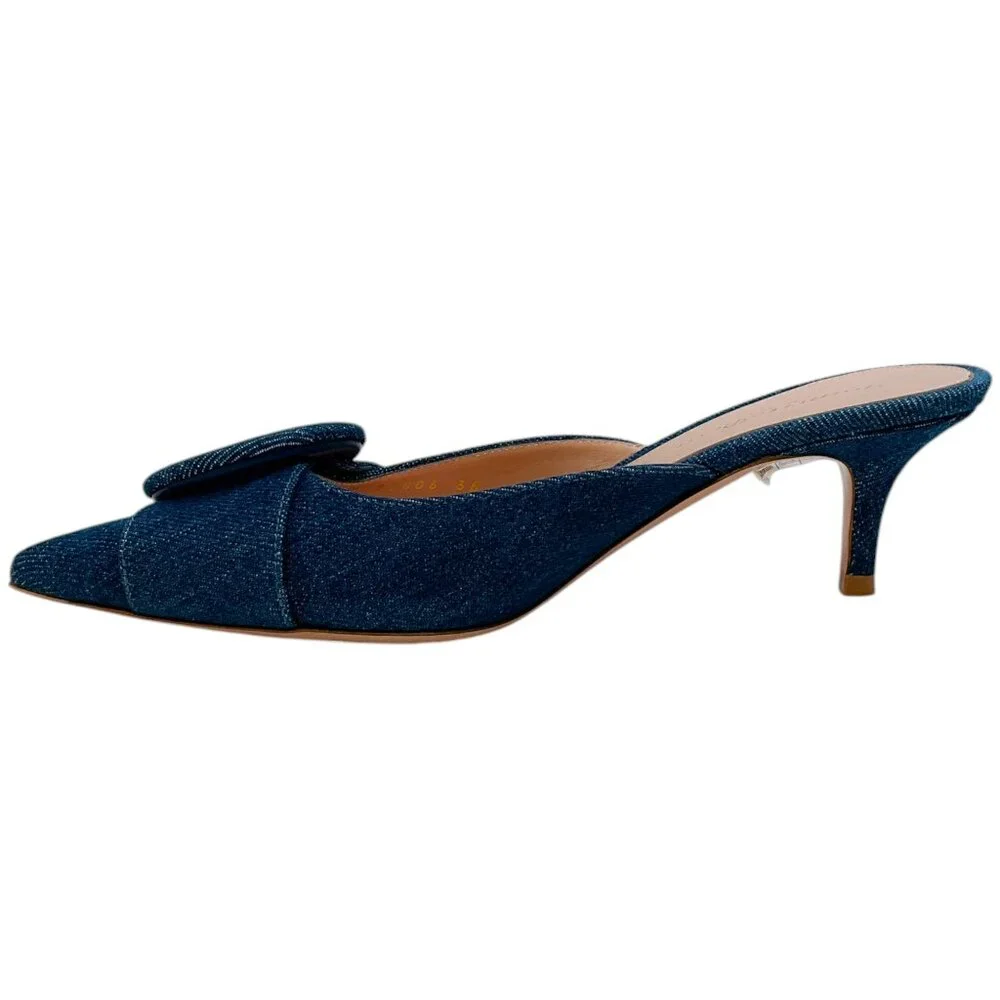 Gianvito Rossi Mid Blue Denim Portofino 55 Mules - Picture 3 of 8